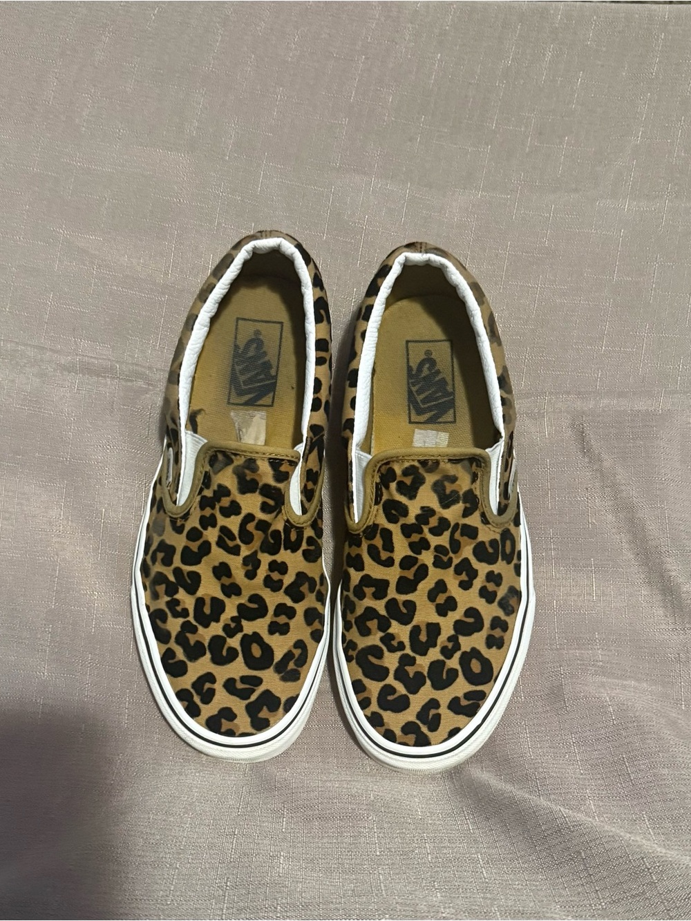Vans Leopard Print Slip-On Sneakers in Brown and Black